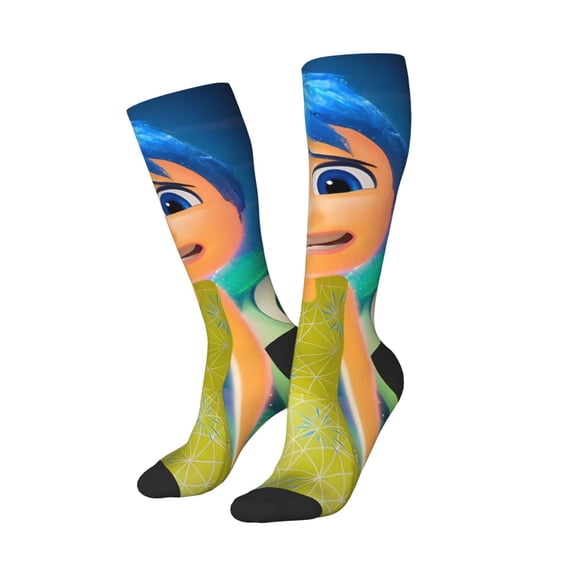 Lsque inside out 2 Printed Crew Socks Men's Women's LightWeight Thin Casual Calf Socks ,Knee High Socks,Cotton Socks