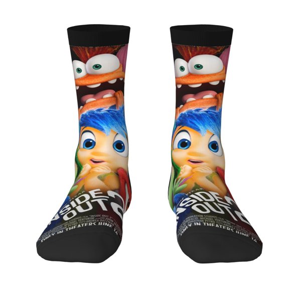 Lsque inside out 2 Printed Men's Crew Socks, Soft Durable Breathable Moisture-Wicking with Odor Control Cotton socks