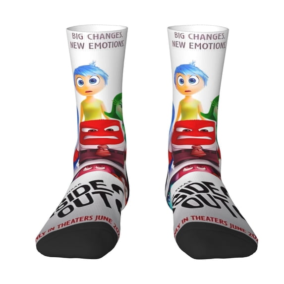 Lsque inside out 2 Printed Men's Crew Socks, Soft Durable Breathable Moisture-Wicking with Odor Control Cotton socks