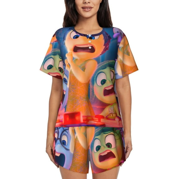 Lsque inside out 2 Women's Short-Sleeved Pajama Set - 2 Piece Soft and Lightweight Sleepwear Set-XX-Large