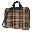 thumbnail image 1 of Lsque khaki coffee plaid Pattern Laptop Bag – Portable & Slim Single-Shoulder Computer Case with Adjustable Strap, Protective, Lightweight for 13”/14”/15.6” Laptops, 1 of 8