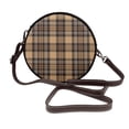thumbnail image 1 of Lsque khaki coffee plaid Pattern Shoulder Bag – Microfiber Leather Crossbody with Detachable Strap & Handle Ring, Waterproof & Durable, Elegant Everyday Carry, 1 of 5