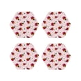 thumbnail image 1 of Lsque ladybugs and flower Pattern 4" Drink Coasters Set of 4, PVC Leather Absorbent Coasters, Table Coaster Set Decorative Coffee Cup Coasters Housewarming Gift-Hexagon, 1 of 6