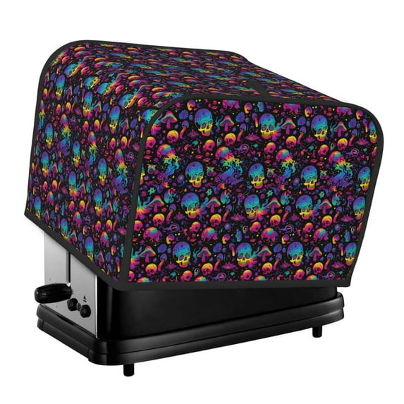 Lsque mushroom colorful Skull Print 4 Slice Toaster Cover , Kitchen Appliance Dustproof Protector , Toaster Protector Dustproof Kitchen Appliance Cover