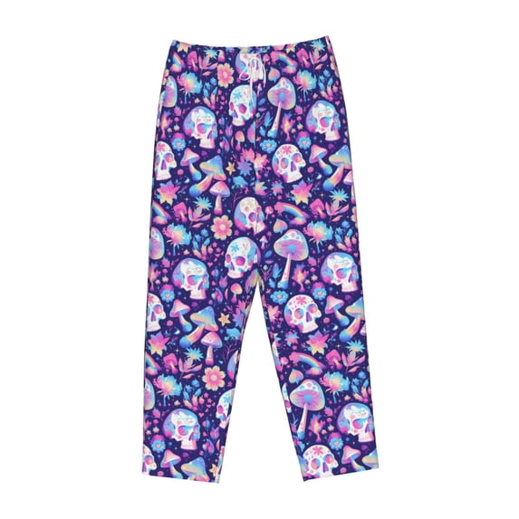 Lsque mushroom rainbow Skull cartoon Print Women's Pajama Pants, Lounge Pant - Comfortable Home Wear,Elastic Waistband, Stylish Design-Large
