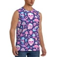 thumbnail image 1 of Lsque mushroom rainbow color Skull Print Men's Cotton Blend Sleeveless Muscle Shirts (S-3XL)- Moisture Wicking, Odor Protection, UPF 30+,Medium, 1 of 8