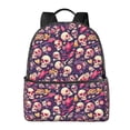 thumbnail image 1 of Lsque music Skull record Guitar Pattern Backpack – School Travel Canvas Daypack with Ergonomic Padded Straps, Multiple Compartments & Leather Handle, 1 of 5