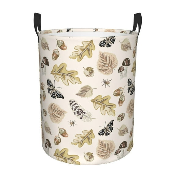 Lsque nuts leaf Butterfly Pattern Laundry Hamper Basket, Tall Woven Rope Hamper Basket for Clothes, Lightweight Storage Basket, Collapsible Waterproof-Small