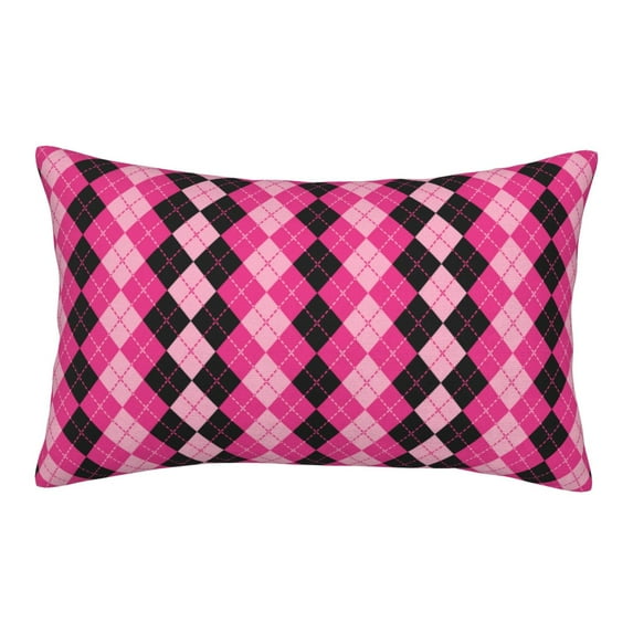 Lsque pink and black argyle Pattern Pillow Case – Soft & Cozy Throw Pillow Cover, Hypoallergenic Cushion Case for Sleeping Women with Envelope Closure-16"x24"