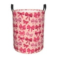 thumbnail image 1 of Lsque pink ribbon bows Pattern Laundry Hamper Basket, Tall Woven Rope Hamper Basket for Clothes, Lightweight Storage Basket, Collapsible Waterproof-Small, 1 of 6