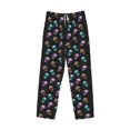 thumbnail image 1 of Lsque purple cyan brown Skull Print Men's Pajama Pants, Lounge Pant - Comfortable Home Wear,Elastic Waistband, Stylish Design-Small, 1 of 9