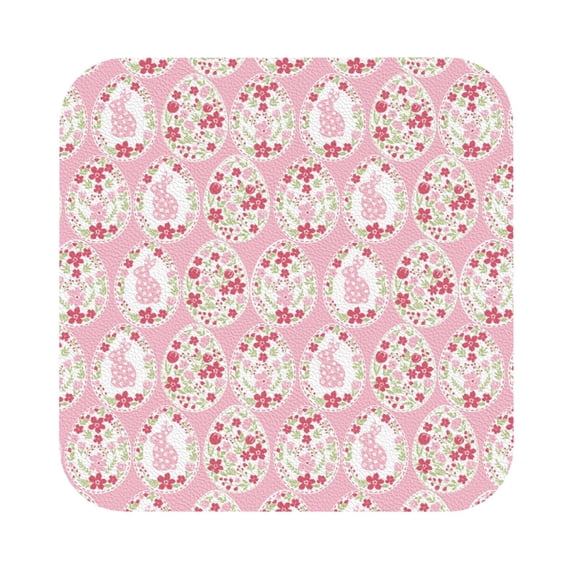 Lsque with red Easter eggs Pattern 4" Drink Coasters Set of 6, Leather Absorbent Coasters, Table Coaster Set Decorative Coffee Cup Coasters Housewarming Gift,Square