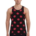 thumbnail image 1 of Lsque red lips Pattern Mens Tank Tops Muscle Athletic Quick Dry Sleeveless Workout Fitness T Shirts Beach Tank Top, Loose-fit Sleeveless Shirt for Men-XX-Large, 1 of 7