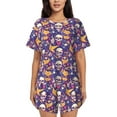 thumbnail image 1 of Lsque rock Skull record Women's Short-Sleeved Pajama Set - 2 Piece Soft and Lightweight Sleepwear Set-X-Large, 1 of 9