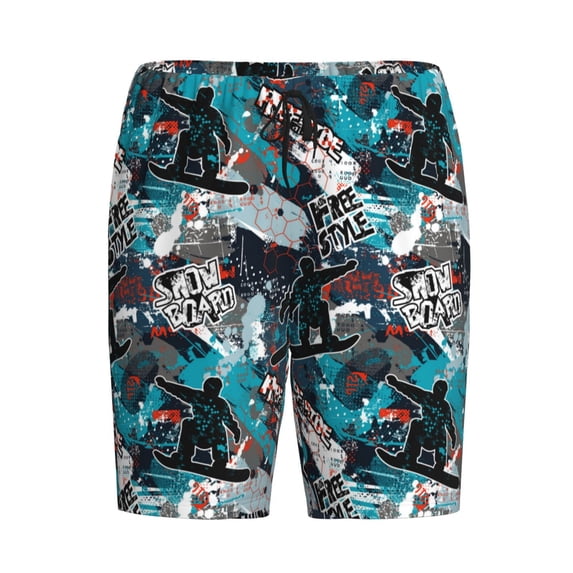 Lsque snow board colorful Mens Sleep Pajama Shorts,Short Pajama Pants, Cotton Ultra-Soft Knit-3X-Large