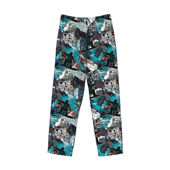 Lsque snow board colorful Print Men's Pajama Pants, Lounge Pant - Comfortable Home Wear,Elastic Waistband, Stylish Design-Large
