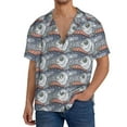 thumbnail image 1 of Lsque sparus aurata Print Men's Cuban Collar Short Sleeve Shirt Summer Beachwear Casual Button Down Fashionable Vacation Leisure Shirt-Medium, 1 of 5