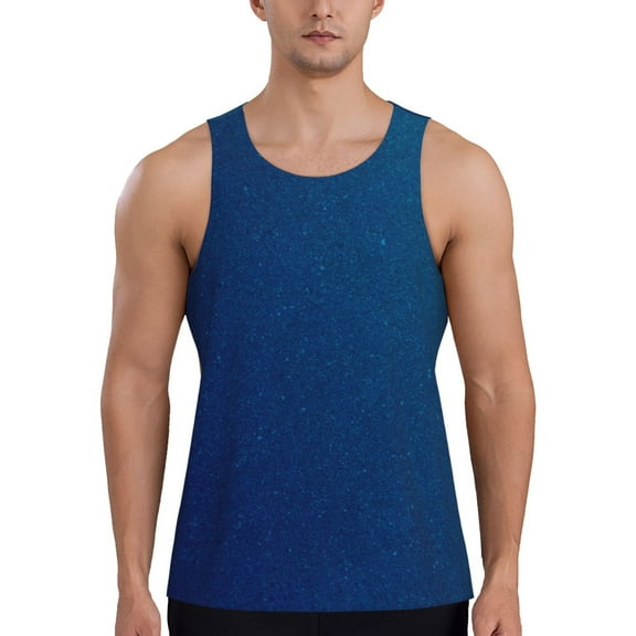 Lsque teal blue Pattern Mens Tank Tops Muscle Athletic Quick Dry Sleeveless Workout Fitness T Shirts Beach Tank Top, Loose-fit Sleeveless Shirt for Men-XX-Large