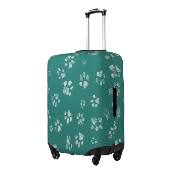 Lsque teal green paw Printed Luggage Cover, Travel Luggage Protector,Scratch and Dirt Resistant, Fits 18-32 Inch Luggage-Small