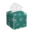 thumbnail image 1 of Lsque teal green paw Printed Tissue Box Cover Holder, Facial Paper Organizer Dispenser,Square with Bottom Belt, PVC Leather Decorative Organizer, 1 of 7