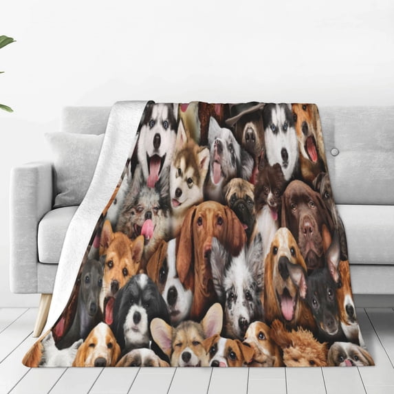 Lsque various dog breeds Pattern Fuzzy Fleece Throw Blanket Extra Large,Super Soft,Fluffy and Warm Blankets for Couch,Bed,All Season Use-50"x40"