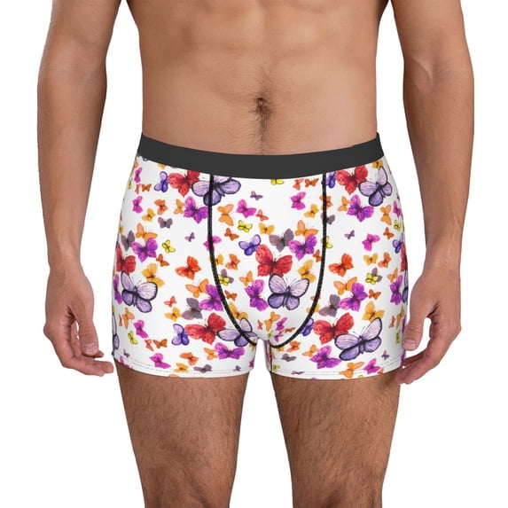 Lsque watercolor butterflies Pattern Men’s Total Support Pouch Boxer Briefs, X-Temp Cooling, Moisture-Wicking Underwear, Regular, Long-leg and Trunk-X-Large