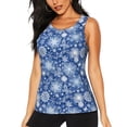 thumbnail image 1 of Lsque whiet Snowflake blue background Printed Workout Tank Tops for Women, Athletic Sports Tank Tops, Compression Sleeveless Dry Fit Shirts,Sleeveless Yoga Shirt-XX-Large, 1 of 9