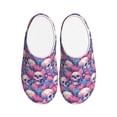 thumbnail image 1 of Lsque white Skull blue flower Pattern Womens Comfort Cotton on Scuff With Memory Foam and Anti-skid Sole Slipper-42/43, 1 of 7