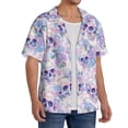 thumbnail image 1 of Lsque white Skull crystal flower print Men's Cuban Collar Short Sleeve Shirt Summer Beachwear Casual Button Down Fashionable Vacation Leisure Shirt-XX-Large, 1 of 7