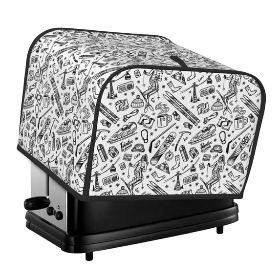 Lsque winter Ski Element Print 4 Slice Toaster Cover , Kitchen Appliance Dustproof Protector , Toaster Protector Dustproof Kitchen Appliance Cover