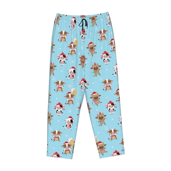 Lsque winter cow cute Print Women's Pajama Pants, Lounge Pant - Comfortable Home Wear,Elastic Waistband, Stylish Design-Medium