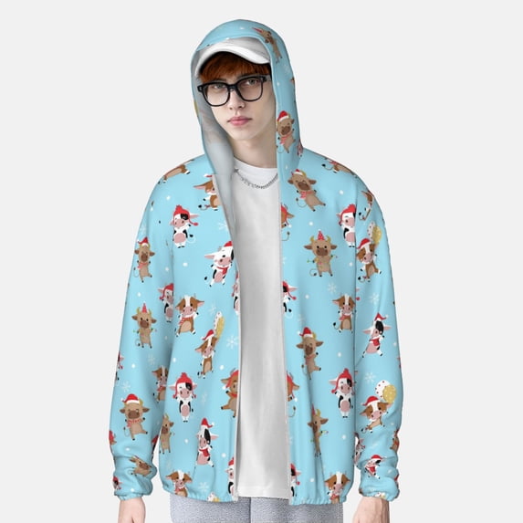 Lsque winter cow cute UPF 50+ Lightweight Sun Protection Men's Women's Long Sleeve Shirt, Hoodie Performance -X-Large