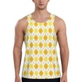 thumbnail image 1 of Lsque yellow argyle Pattern Mens Tank Tops Muscle Athletic Quick Dry Sleeveless Workout Fitness T Shirts Beach Tank Top, Loose-fit Sleeveless Shirt for Men-Medium, 1 of 7