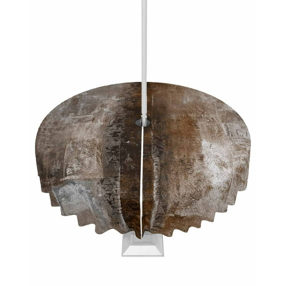 Lsrtoss Outdoor Tablecloth with Umbrella Hole & Zipper, Brown Round Tablecloth 60 Inch, Retro Oil Painting Modern Abstract Art Aesthetics Patio Table Cover Waterproof Table Cloth for Picnic/Party