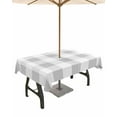 thumbnail image 1 of Lsrtoss Outdoor Tablecloth with Umbrella Hole & Zipper, Grey Plaid Rectangle Tablecloth 52x70 Inch, Spring Summer Farmhouse Buffalo Checkered Patio Table Cover Waterproof Table Cloth for Picnic/Party, 1 of 7