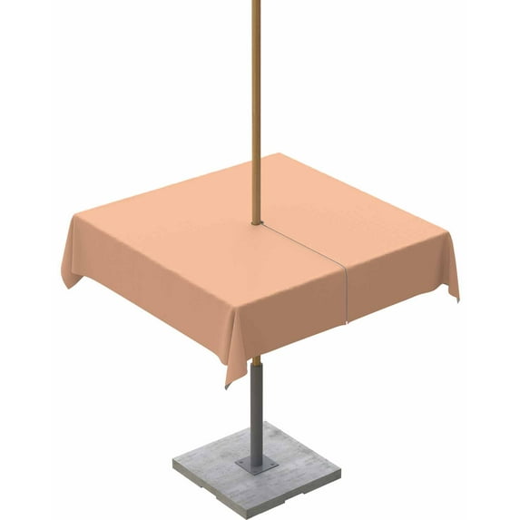 Lsrtoss Outdoor Tablecloth with Umbrella Hole & Zipper, Peach Fuzz Square Tablecloth 54x54 Inch, Modern Pure Peach Fuzz Patio Table Cover Waterproof Table Cloth for Picnic/Party