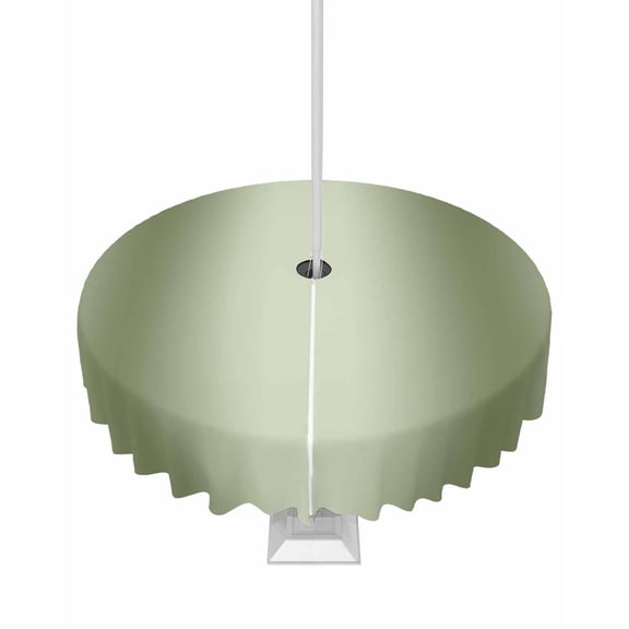 Lsrtoss Outdoor Tablecloth with Umbrella Hole & Zipper, Sage Green Ombre Round Tablecloth 60 Inch, Modern Abstract Art Farmhouse Gradient Patio Table Cover Waterproof Table Cloth for Picnic/Party