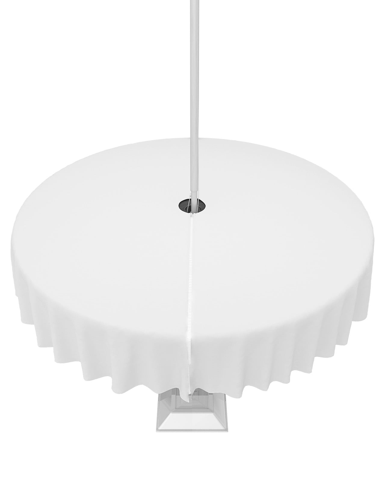Lsrtoss Outdoor Tablecloth with Umbrella Hole & Zipper, White Round Tablecloth 60 Inch, Modern Simple White Backdrop Patio Table Cover Waterproof Table Cloth for Picnic/Party