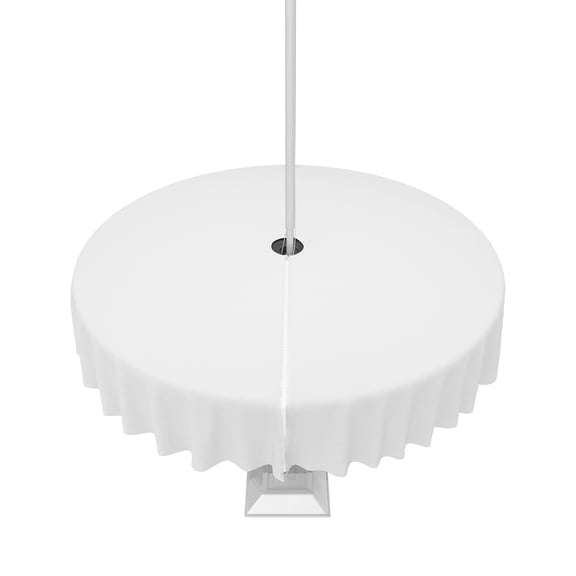 Lsrtoss Outdoor Tablecloth with Umbrella Hole & Zipper, White Round Tablecloth 60 Inch, Modern Simple White Backdrop Patio Table Cover Waterproof Table Cloth for Picnic/Party