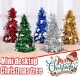 thumbnail image 1 of Lssam 10 Inch Mini Christmas Tree Silver Tinsel Decor with Glitter Sequins Mini Ornaments Small Tabletop Holiday Desk Decoration Centerpiece Set, 1 of 9