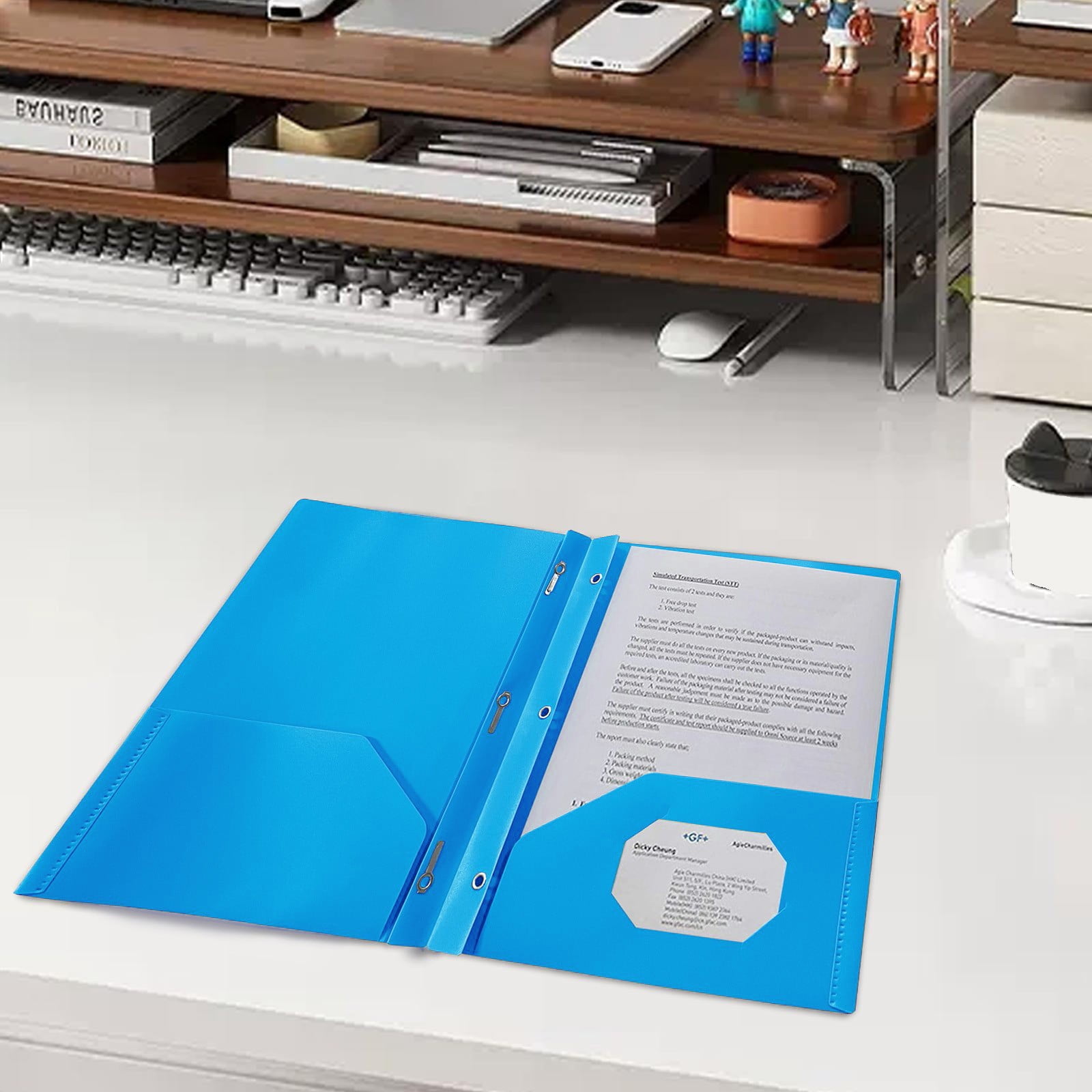 Lssam 2-Pocket Folders with Prongs - Vibrant Plastic File Folders Heavy ...