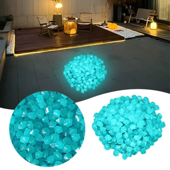Lssam 200pcs Blue Glow in The Dark Fish Tank Gravel - Long Lasting Luminous Rocks & Pebbles for Aquarium, Outdoor Garden Pathway & Yard Decor