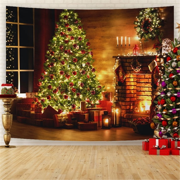 Lssam 37x29 Inch Christmas Backdrop Holiday Photo Booth Wooden House Candy Tree Santa Picture Backdrop for Family Kids Party New Year Celebration Photo Studio Background
