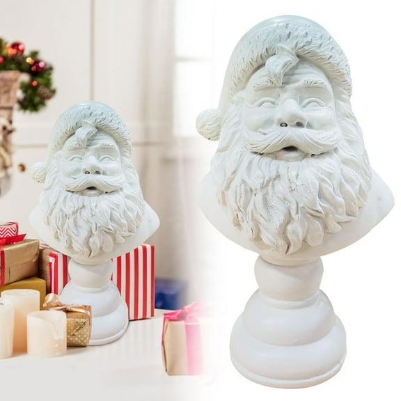 Lssam 5.9" White Santa Bust, Decorative Santa Claus Figurine for Christmas Table Centerpiece, Holiday Home Office Decor
