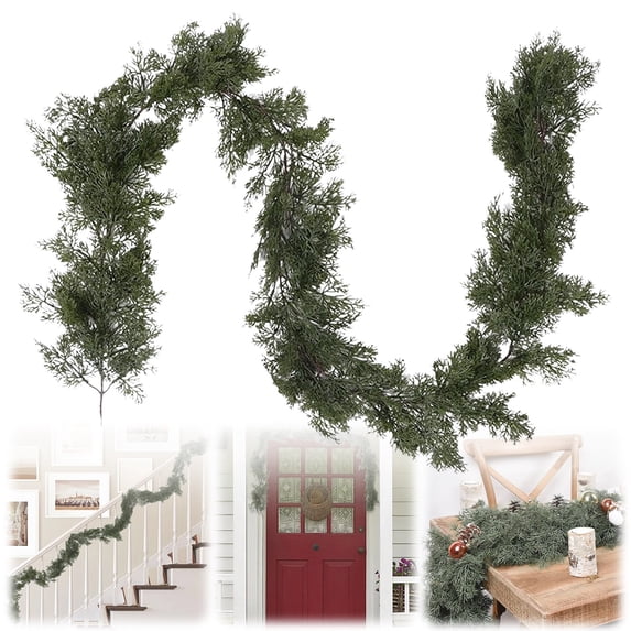 Guirlande De Noël Cèdre Réaliste 72" Extra Full – Luxuriante Pour Cheminée, Escalier & Décor Festif !