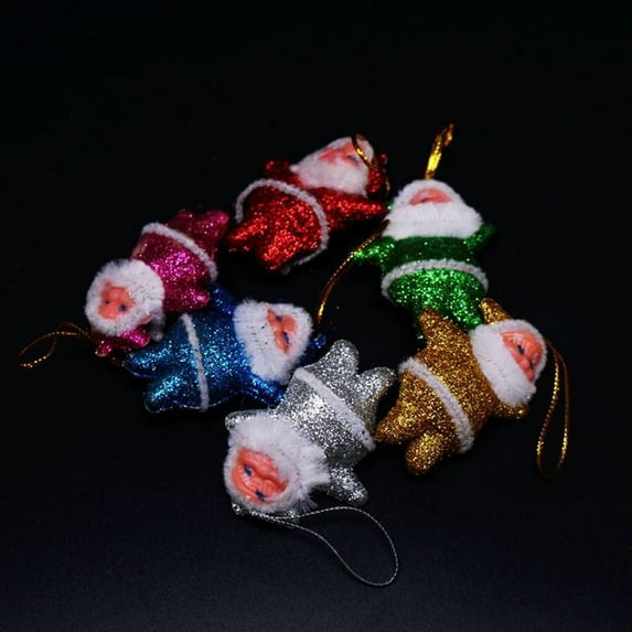 Lssam 6 Pack Mini Santa Ornas - Tiny Santa Clause Ornament Set, Cute Holiday Decorations for Bedroom, Gift Wrapping & Various Occasions