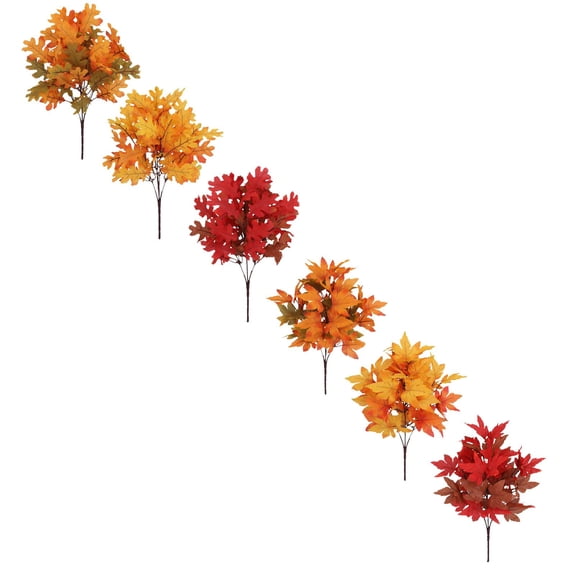 Lssam Artificial Fall Leaves 13in Stems Faux Maple Foliage: Realistic Fake Autumn Greenery for Farmhouse Vase Fireplace Thanksgiving Table Décor (6Pack)
