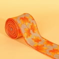 thumbnail image 1 of Lssam Autumn Fall Ribbon Wired Thanksgiving - Rustic Orange Fabric Ribbon for DIY Craft Projects, Gift Bows, Pumpkin Wreaths, Maple Leaf Decor and Harvest Party Decoration, 1 of 5