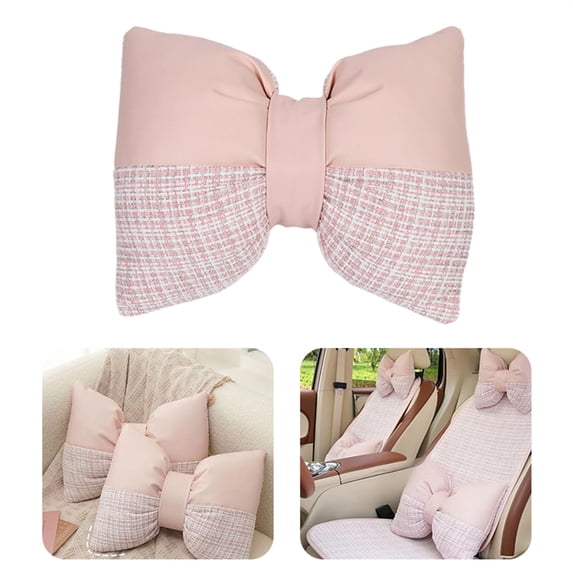 Lssam Bow Accent Pillow Premium Pink Decorative Cushion in a Distinctive Bow Shape Featuring Intricate Lace Inlays and a Soft Ruffle Border Plush and Supportive Throw Pillow for Sectional Sofa