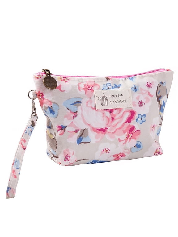 Canvas Makeup Bag, Small Mini Cosmetic Pouch for Purse, Lightweight Travel Toiletry Organizer for Women, 1 Count